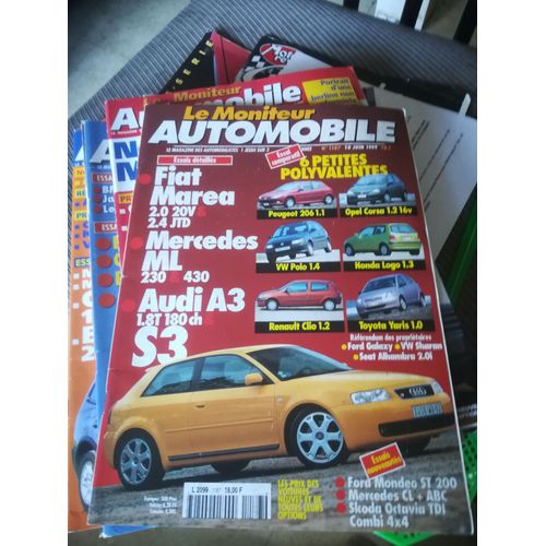 Le Moniteur 1187 De 1999 Ford Mondeo St200,Skoda Octavia Combi 4x4,Opel Corsa 1.2 16v,Peugeot 206 1.1,Toyota Yaris,Honda Logo,Clio 1.2,Polo 1.4,Audi S3,A3 1.8 Turbo,Mercedes Ml230,Ml430,Fiat Marea 2.0