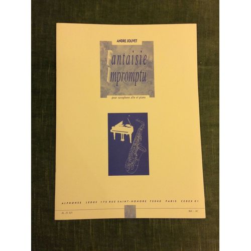 André Jolivet Fantaisie Impromptu Pour Saxophone Alto Et Piano Score Leduc
