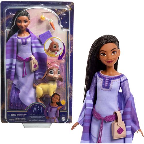 Wish Disney Coffret Aventure Poupée Asha Du Royaume De Rosas Avec Chiot Valentino Hpx25