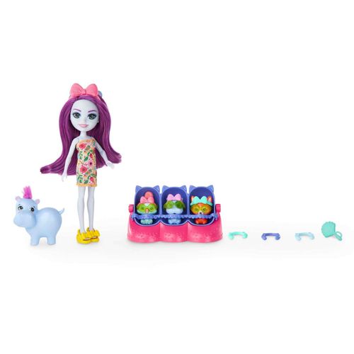 Enchantimals - Coffret Hippo Et Bébés Besties - Mini Poupée - 4 Ans Et +