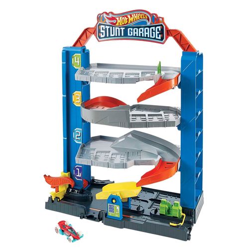 Hot Wheels - Coffret Garage Cascades Hot Wheels City. Avec Ascenseur Et Plusieurs Niveaux - Circuit / Petite Voiture - 4 Ans Et +