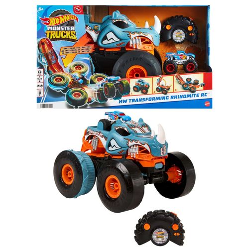 Hot Wheels - Monster Truck Rhinomite Transformable Radiocommandé - Petite Voiture - 5 Ans Et +