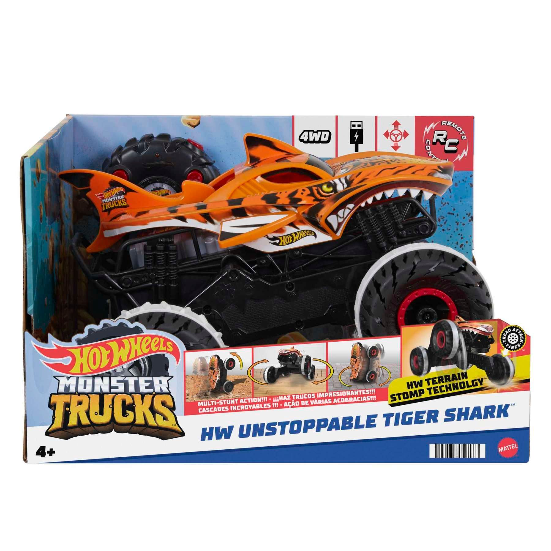 Hot Wheels - Monster Trucks Vhicule Radiocommand L'inarrtable Tiger Shar... - 6