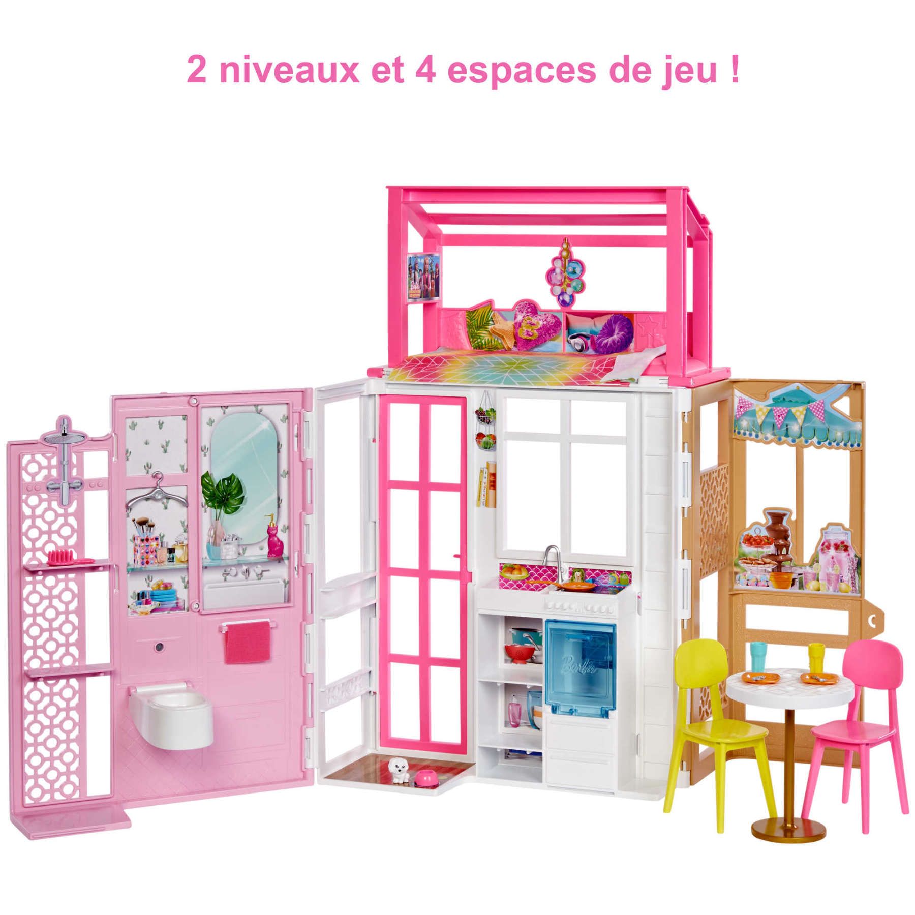 Barbie-Coffret Maison � 2 Niveaux, 4 Espaces De Jeu, Pour 2-7 Ans - 5