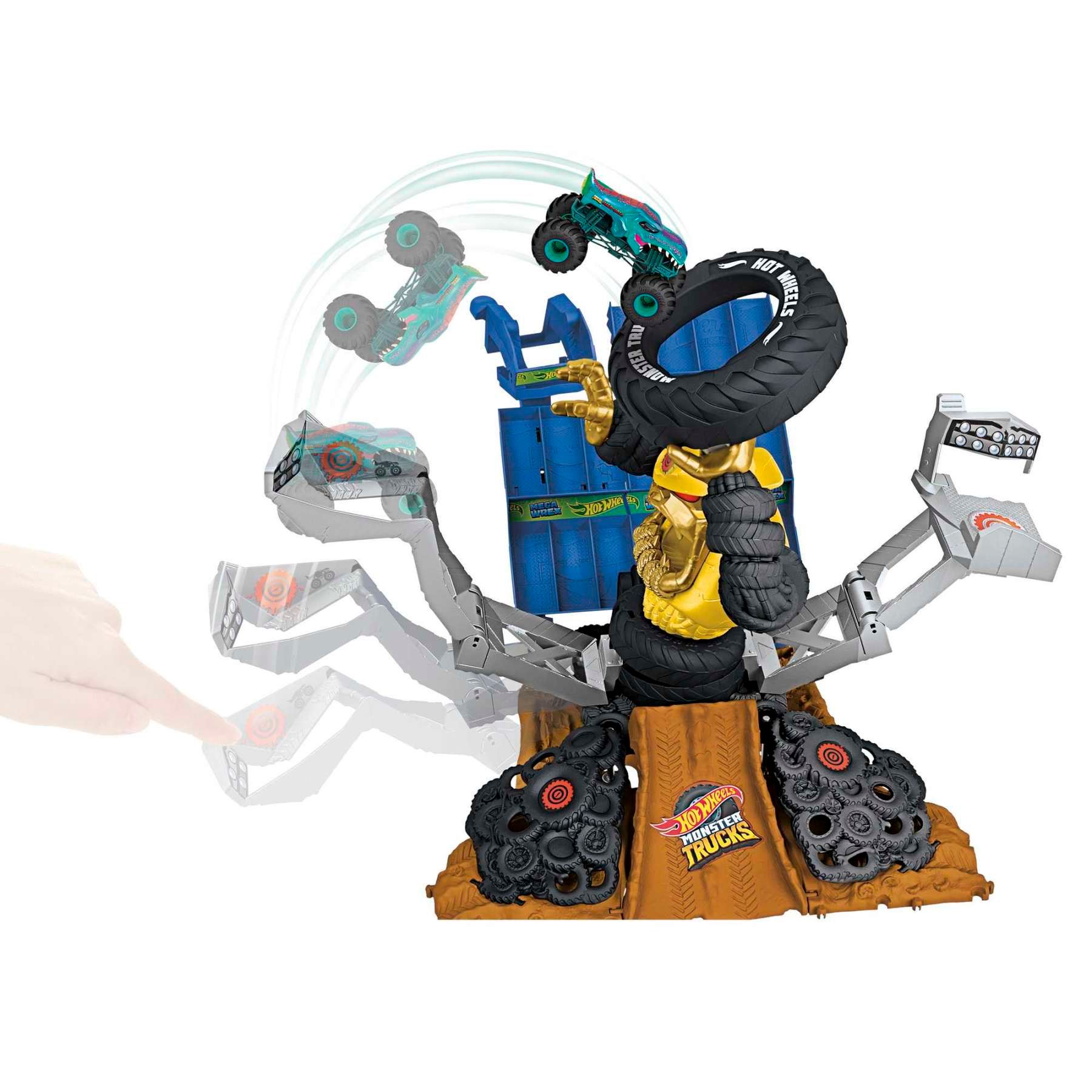 Hot Wheels-Monster Trucks Arena Smashers-Combat Mega-Wrex Vs Gorzilla - 2