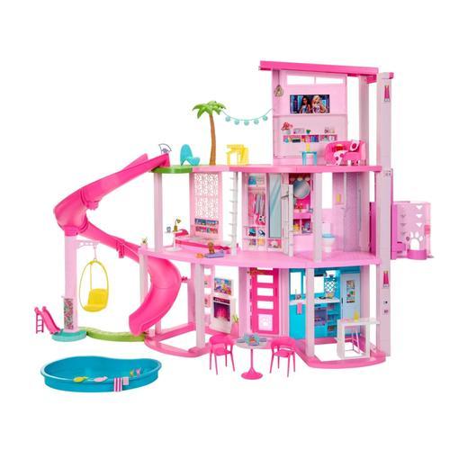 Coffret Barbie Maison De Rêve - Maison De Poupée 3 Niveaux, Piscine Et Toboggan