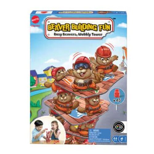 Mattel Games - Castors Cass'tour Tour À Construire - Jeu De Société Familial - 6 Ans Et +