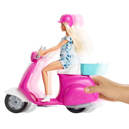 Barbie Estate Barbie - Poup�e Barbie Blonde Avec Scooter Rose Et Blanc - Po... - 2