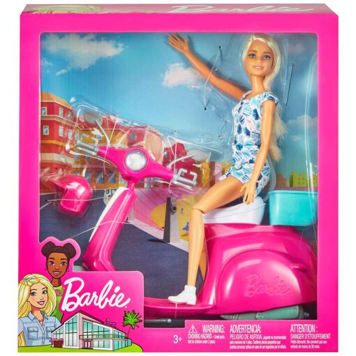 Barbie Estate Barbie - Poup�e Barbie Blonde Avec Scooter Rose Et Blanc - Po... - 6