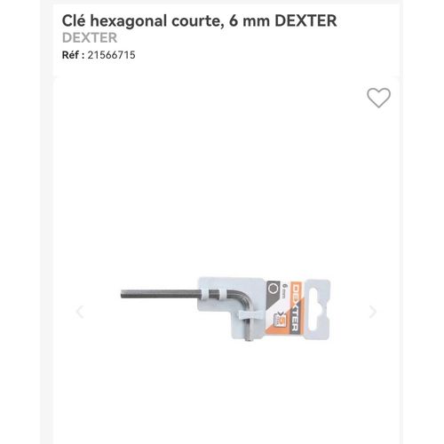Clé hexagonal courte, 6 mm DEXTER