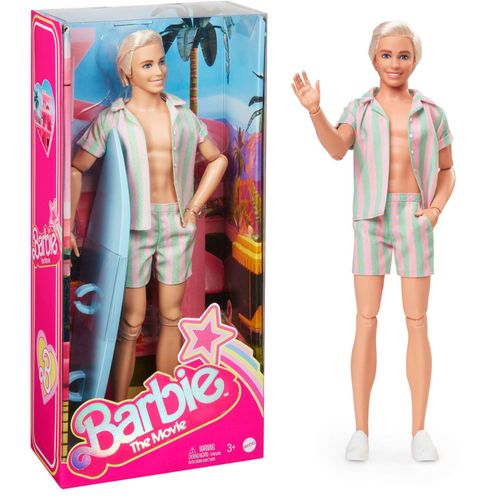 Barbie Le Film - Poupée Ken Avec Ensemble De Plage Rayé À Collectionner