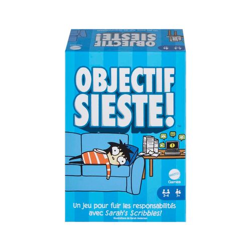 Mattel Games - Objectif Sieste ! - Jeu De Cartes Procrastination - Jeu De Société Famille - 7 Ans Et +
