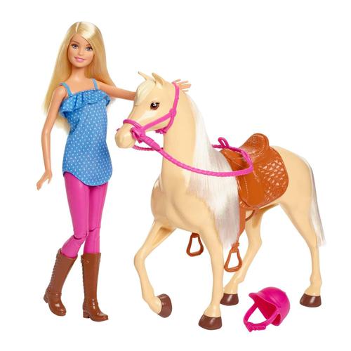 Barbie - Cheval & Poupée Blonde - Coffret Poupée Mannequin - 3 Ans Et +