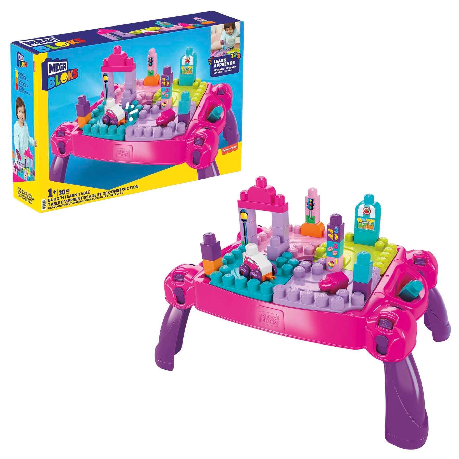 Mega Bloks la Table d Apprentissage et de Construction Rose Rakuten