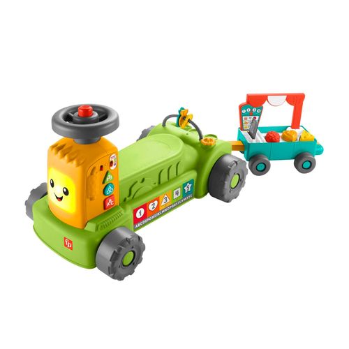 Fisher-Price Mon Tracteur De La Ferme 4 En 1 Rires Et Éveil Avec Remorque À Tirer-Jouet D'éveil Version Multilangues