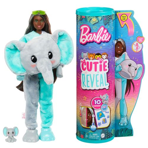 Poupée Barbie Cutie Reveal Série Jungle Avec Éléphant - Poupée Mannequin - 3 Ans Et +