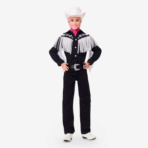 Barbie Le Film Poupée Ken À Collectionner Inspirée Du Film Barbie, Avec Tenue Noire À Franges Blanches, Chapeau Et Bottes De Cowboy De Couleur Blanche Et Bandana Rose