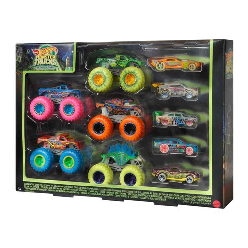 Hot Wheels - Coffret 10 Véhicules Phosphorescents - Petite Voiture - 3 Ans Et +