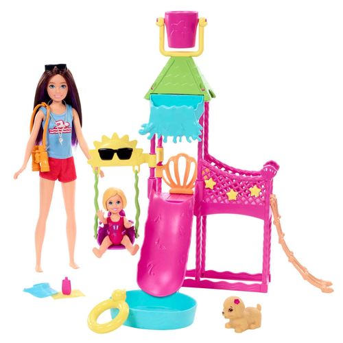 Barbie - Skipper Premiers Jobs Coffret Parc Aquatique - Poupée Mannequin - 3 Ans Et +