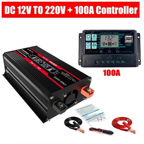 Contrôleur 220v 100a - 4000w Modified Sine Wave Inverter 12v To Voltage Converter Dual Usb Port Intelligent Lcd Display Car Power Inverter