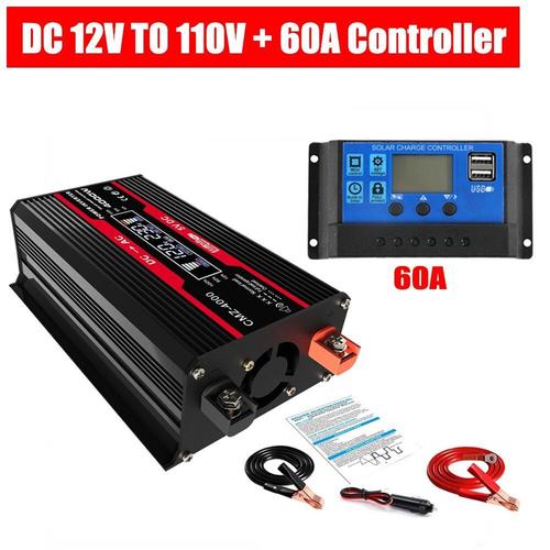 Contrôleur 110v 60a - 4000w Modified Sine Wave Inverter 12v To Voltage Converter Dual Usb Port Intelligent Lcd Display Car Power Inverter