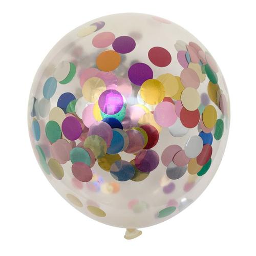 Ballons En Latex Avec Confettis Transparents Colores, Fournitures