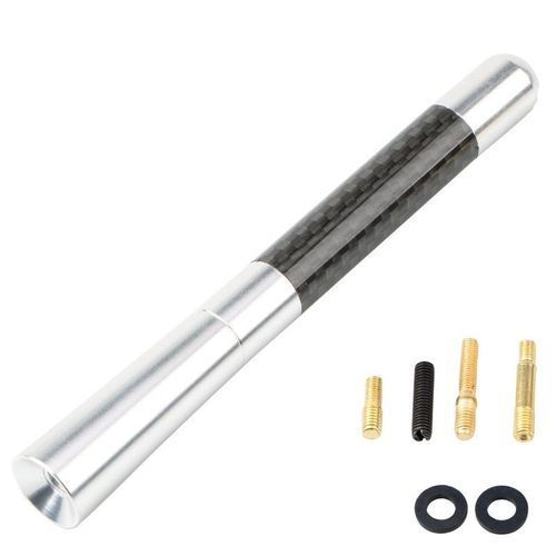 Argent - Antenne Radio Courte En Fiber De Carbone De 12cm Pour Voiture Bmw Ford Focus Peugeot Citroën Opel Skoda Toyota Dodge