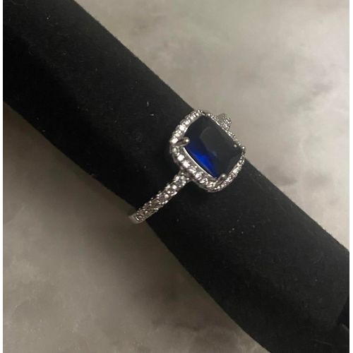 Bague Type Solitaire Bleu Azur