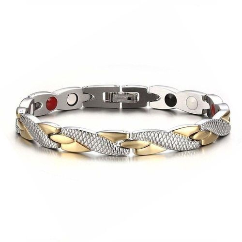Gmsp674-Gold-Silver - Bracelet De Santé Magnétique Pour Hommes Et Femmes Titane Noir Acier Power Thérapie Aimants Négatifs Ions Germanium Vente En Gros