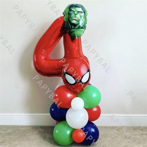 Argent - 1 ensemble de ballons Spiderman en aluminium, ballon de
