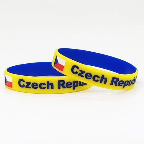 République Tchèque - 2 Pièces Drapeau Du Monde Bracelets Bracelet Hommes Femmes Silicone Gravé Pays Sport En Caoutchouc Bracelet Brassard Accessoires Poignet