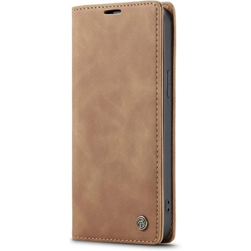 Coque Iphone 13 Pro,Coque Rabat Avec Magnetique,Housse Portefeuille Cartes Stand Fonction (Brun)