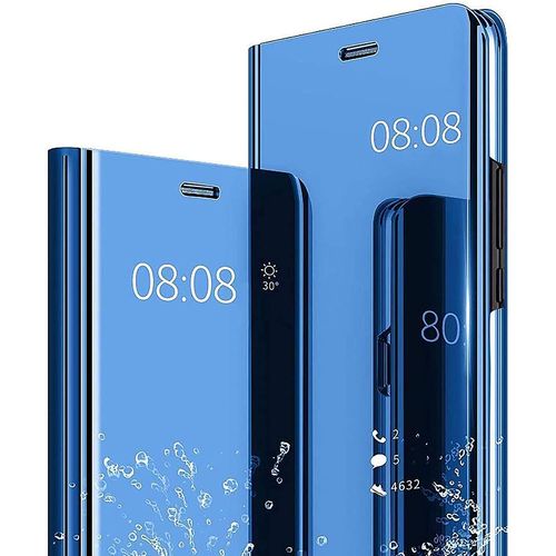Coque Pour Samsung Galaxy A52/A52s 5g,Housse Intelligente Placage Miroiter Coque Avec Fonction De Standing,Pc/Pu Phone Flip Cover Case,Bleu
