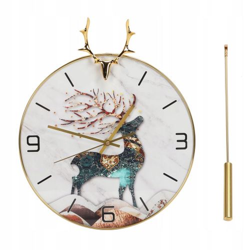 Horloge murale élégante beau motif de cerf silencieux