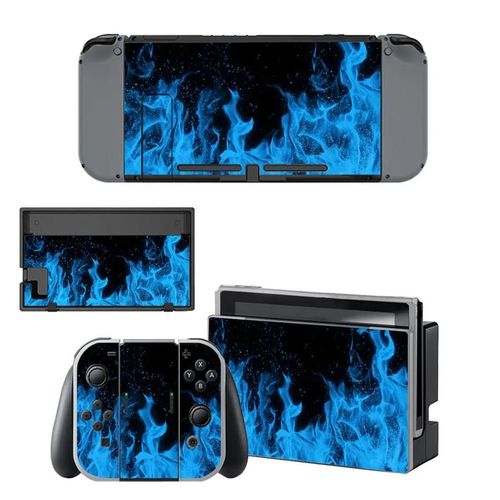 Autocollant En Vinyle De Style Flamme De Feu Rouge Bleu, Pour Console Nx Et Joy-Con Nintendo Switch, Accessoires De Jeu
