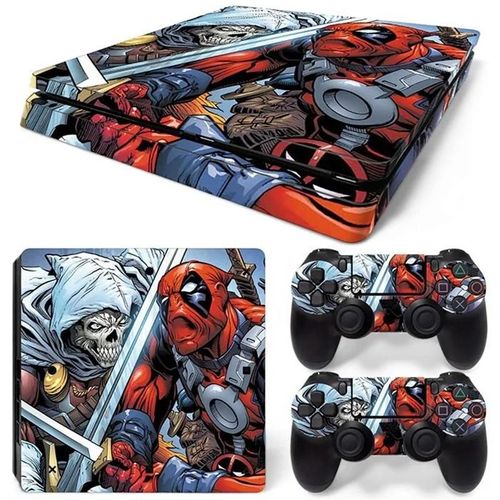 Autocollant En Vinyle Marvel Deadpool Spiderman Pour Console Ps4 Slim Et 2 Manettes, Couverture De Décalcomanie, Accessoires De Jeu