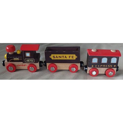 Train Locomotive Wagon Janod Santa Fé 1870 Jouet Bois Jeu
