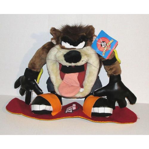 Peluche Taz Le Diable De Tazmanie Planche De Surf - Peluche Looney Tunes Grand Modele Play By Play 43 Cm