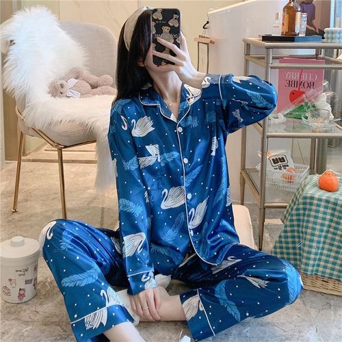 Ensemble De Pyjama En Satin Pour Femme,Vêtements De Nuit Décontractés,Chemise Et Pantalon,Vêtements De Salon,Vêtements Doux Pour La Maison,Vêtements De Nuit,Grande Taille,6xl,7xl,8xl,2 Pièces