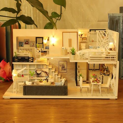 Kit De Maison Miniature Bricolage # Kit De Chambre De Maison De Poupée Miniature - Petit Modèle De Grenier Avec Meubles Et Accessoires, Cadeau D'art De Décoration De La Maison Pour Enfants