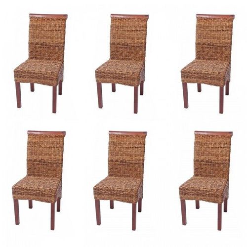 Lot De 6 Chaises En Rotin Banane Tressée Pieds Marron Cds04203