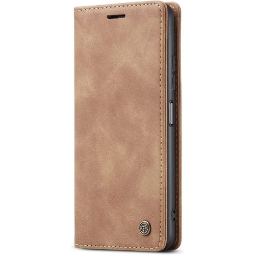 Coque Xiaomi Redmi Note 10 Pro,Coque Rabat Avec Magnetique,Housse Portefeuille Cartes Stand Fonction (Brun)
