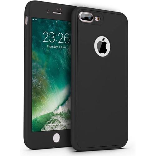 Coque Iphone 6 Plus,Etui Iphone 6s Plus 360 Degrés Complète Coque+Verre Trempé Film Protection, Intégral Full Body Double Faces Silicone Tpu Coque Souple Bumper Case Etui Iphone 6/6s Plus,Noir