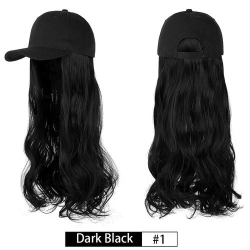 F365 1 - Perruque Synthétique Ondulée Longue, Casquette De Baseball Avec Extensions Capillaires, Bonnet, Perruques Os Noir Naturel, Perruque Connect Ajustable Pour Femmes 