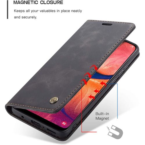 Coque Samsung Galaxy A20/A30/M10s,Coque Rabat Avec Magnetique,Housse Portefeuille Cartes Stand Fonction (Noir)