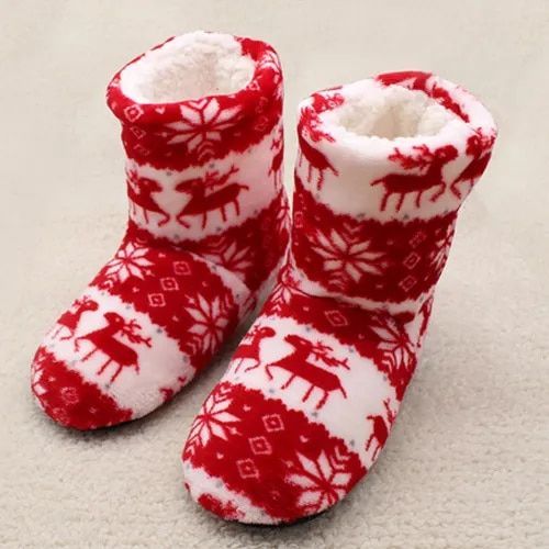 Chaussures Chaussons D'hiver Coordonnants Pour Femmeschaussures De Solintérieurnoëlfourrure D'élanpelucheantidérapantdouxcerfbottes Chaudes Pour Femmes