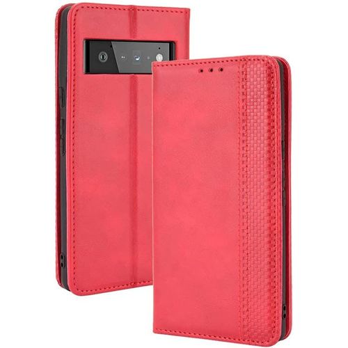 Pour Coque Google Pixel 6a Portefeuille Pu Multifonction Housse Compatible Ave Google Pixel 6a Rouge