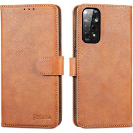 Coque Pour Xiaomi Redmi Note 11 4g Et Redmi Note 11s 4g,Housse Redmi Note 11/Note 11s [Porte Carte][Rfid Blocage] Portefeuille-Brun-6,43"" (Mn11-Sg-4bn)