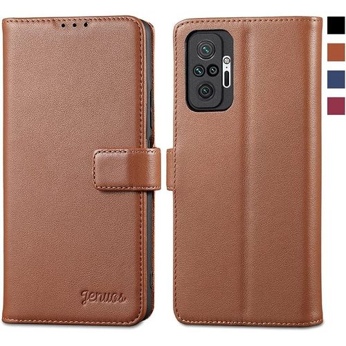 Coque Pour Xiaomi Redmi Note 10 Pro/Note 10 Pro Max,Housse Redmi Note 10 Pro/Pro Max [Porte Carte][Rfid Blocage] Portefeuille,Brun,6.67"",(Mn10p-Pg-Bn)