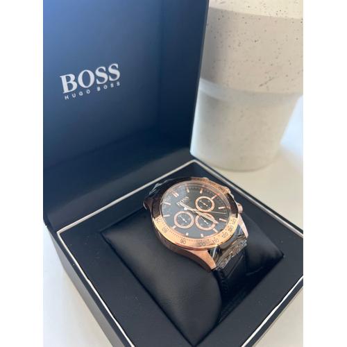 Montre Hugo Boss Chronographe Cuir Noir Bracelet 42mm - Black/Bronze